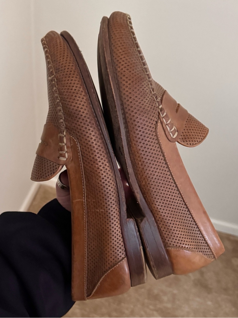 Martin Dingman Perforated Leather Penny Loafers - Picture 4 of 11